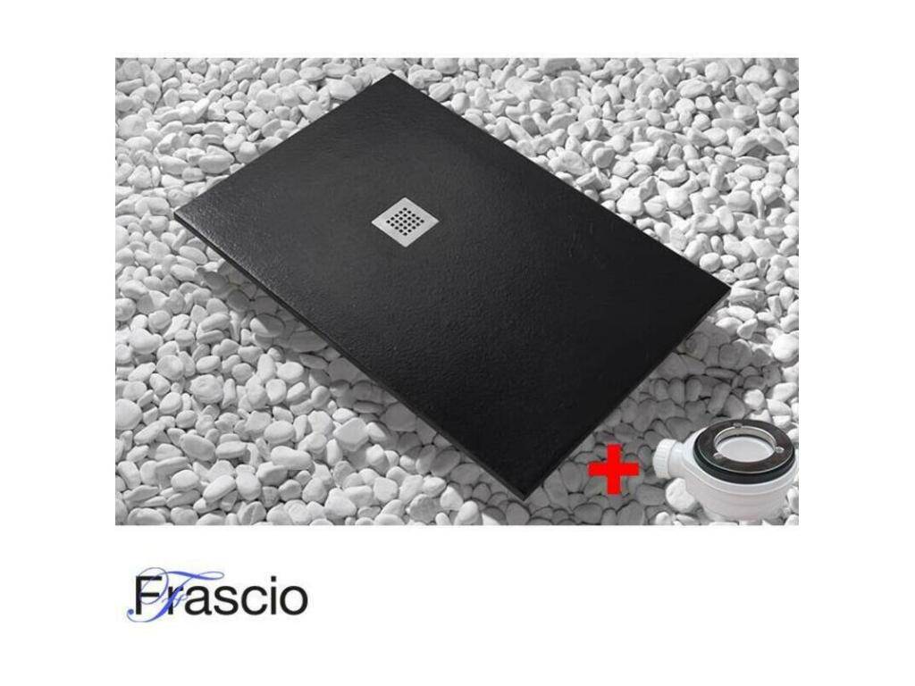 Shower tray 180x115 cm Extra Thin Black Line in Synthetic Resin and Marble Powder With Free Drain FBVN01572