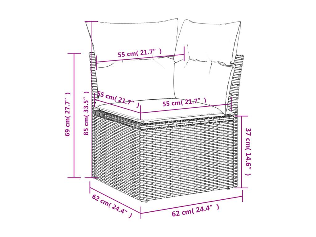 10-piece garden furniture set with cushions, black woven resin PNXQ04365