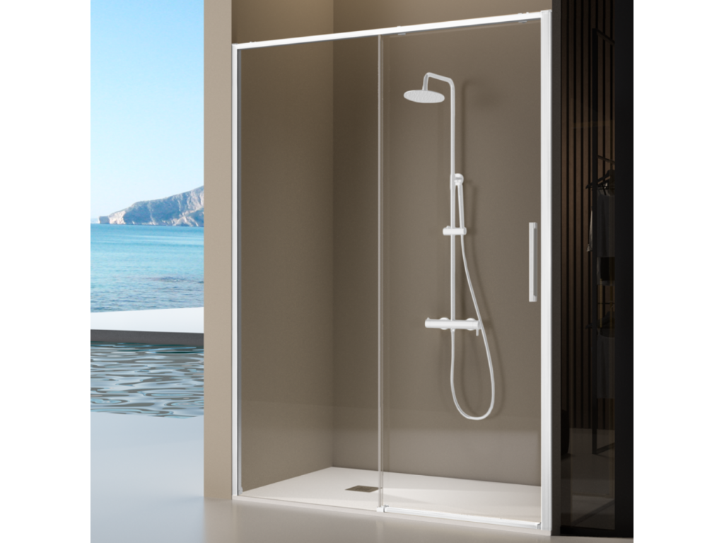 Dormeva fixed shower screen with sliding door, matte white, 170-172.6 cm, KFKO32366