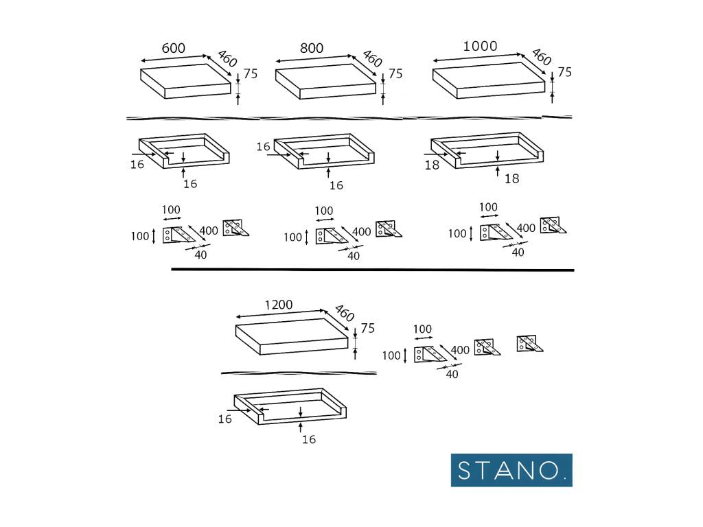 Wall-mounted washbasin unit in oak, 100x46 cm, BFJH53987