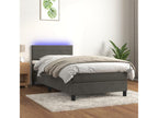 Upholstered bed base and mattress with LED lighting, Dark Grey, 90x200cm, Velvet, HIKB57837