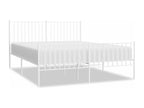 Metal bed frame with white headboard/footboard 160x200cm CAQC72386