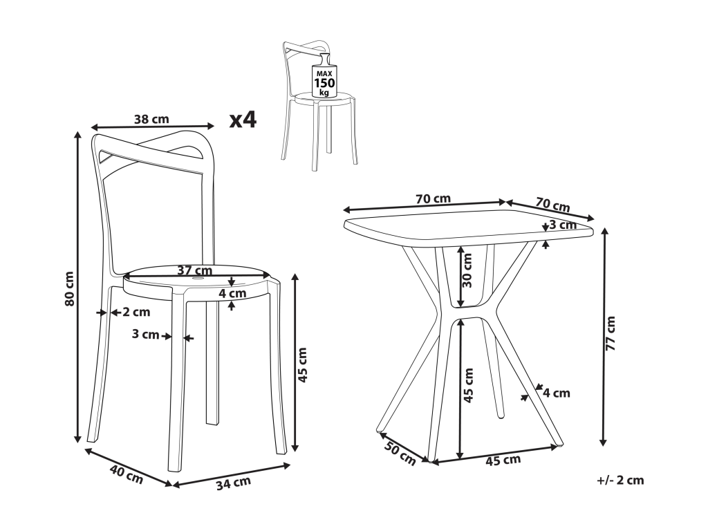 Elariva/Elariva Turquoise 4-Seater Garden Dining Set AFXY59484