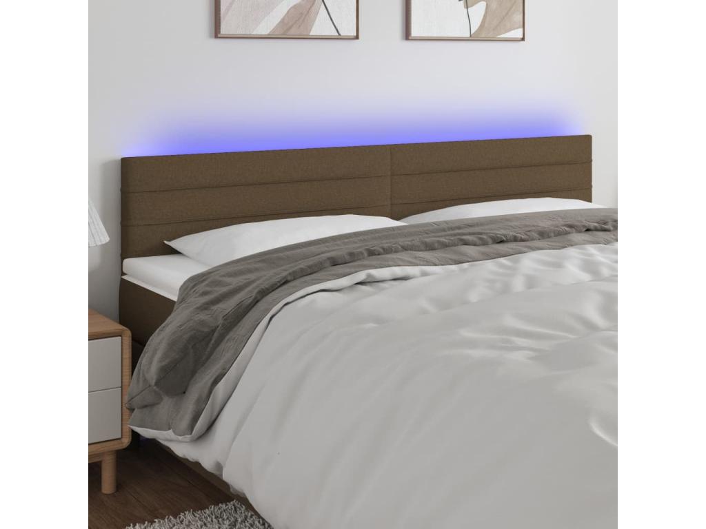 LED Headboard, Dark Brown, 200x5x78/88 cm, Fabric VTWQ73644