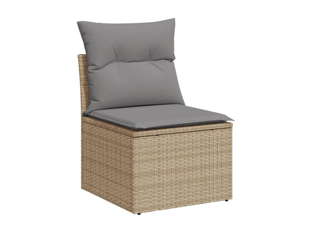 5-piece garden furniture set with cushions, beige woven resin CQNC69685