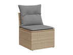 5-piece garden furniture set with cushions, beige woven resin CQNC69685