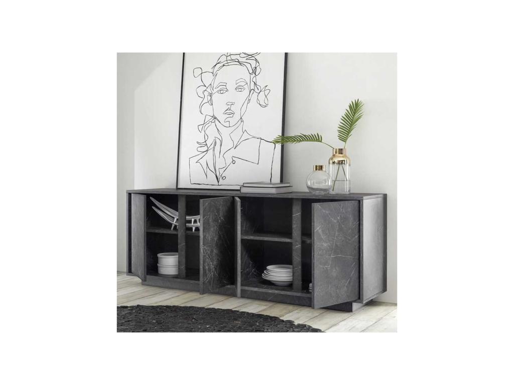 4-Door Buffet in Black Marble - Elariva KAIE09119