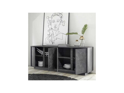 4-Door Buffet in Black Marble - Elariva KAIE09119