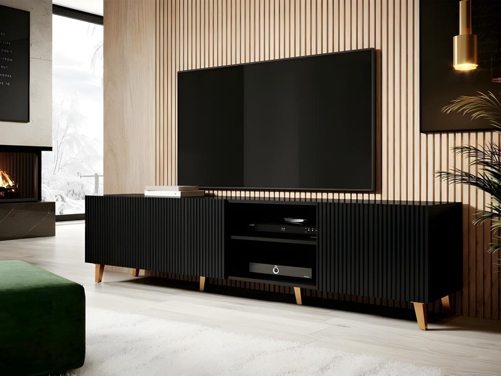 Dormeva TV stand 200x53x40 cm Black, luxurious hi-fi cabinet, sideboard, freestanding chest of drawers YIEO44316