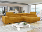 Lysvia Eliferu 100 Yellow Corner Sofa with Sleeping Function and Bedding Box, 274cm, CUMA33793