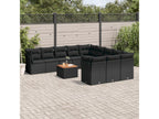 12-piece garden furniture set with cushions, black woven resin DUFF00727