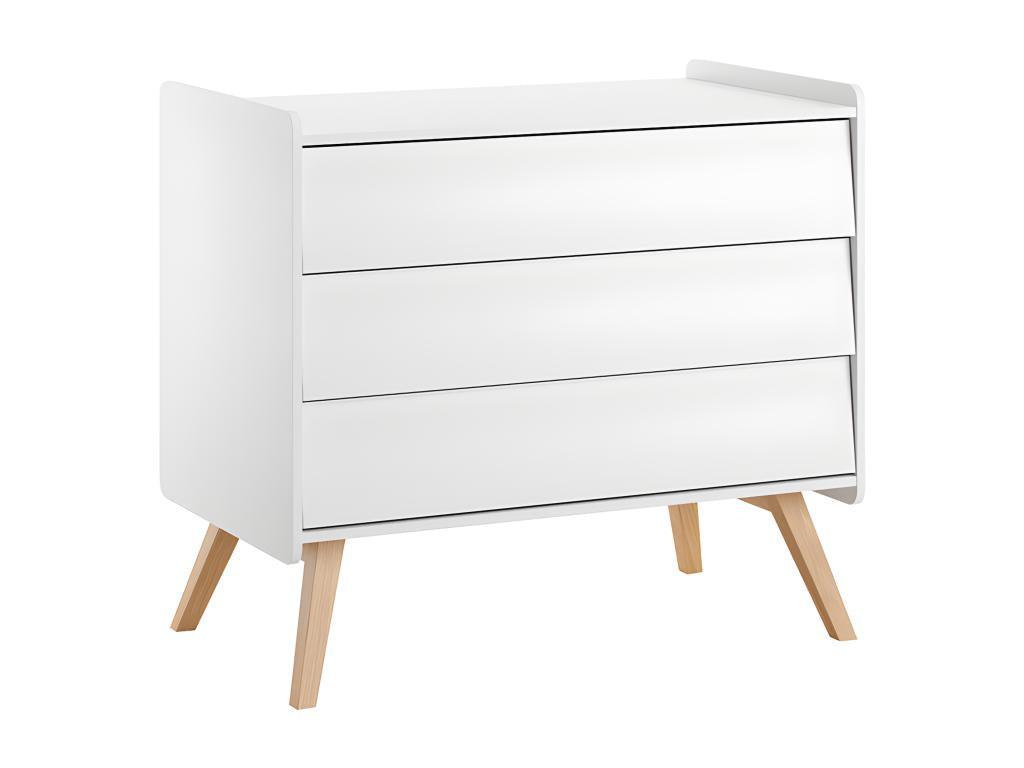Baby cot 60x120 and 3-drawer vintage chest of drawers, white and wood, JEOL88441