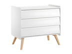 Baby cot 60x120 and 3-drawer vintage chest of drawers, white and wood, JEOL88441