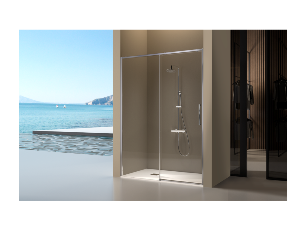 Lysvia fixed shower screen with sliding door, 134-136.6 cm, FELA32310