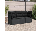 3-piece garden furniture set with cushions, black woven resin MLMO83360