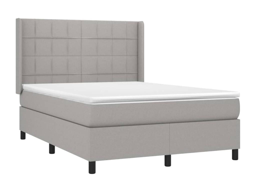 Bed base with mattress, light grey, 140x200cm, fabric OQGG50955