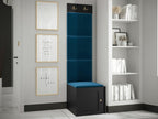 Lysvia 378 Hallway Unit 186x42x46cm Blue - Black MDF - Laminate - Upholstery LMZA84143