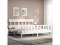 Bed frame with white headboard 200x200 solid wood OYGD79540