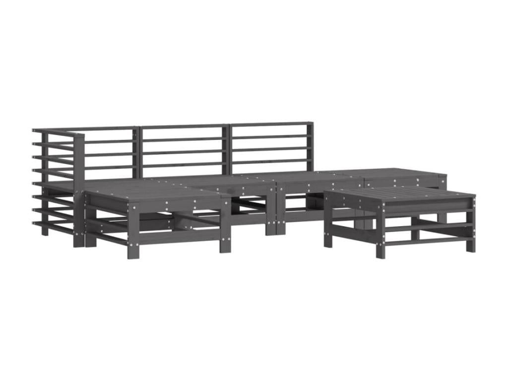 6-piece garden furniture set with grey solid wood cushions PWIO03393