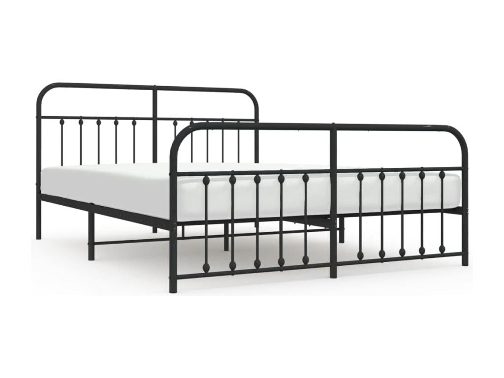 Metal bed frame with headboard/footboard, black, 183x213 cm FPYE72758