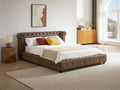 160x200 cm bed - Aged leather-effect fabric - Brown - Elariva NGDB89105
