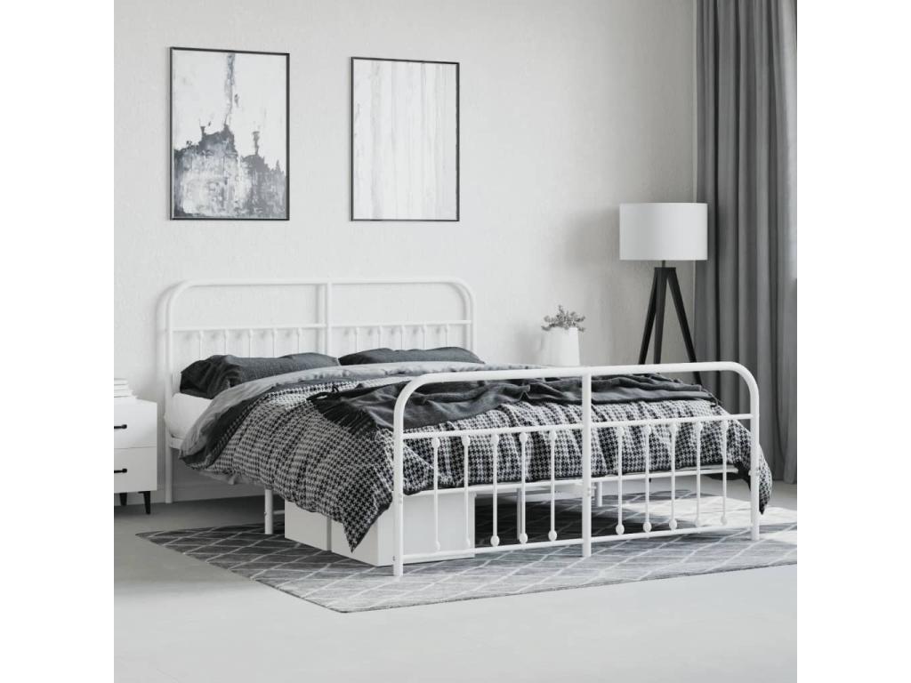 Metal bed frame without mattress and white bed legs 180x200 cm XVIO53157