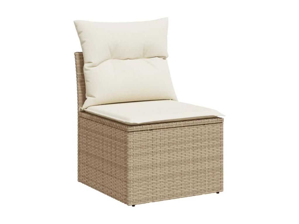 11-piece garden furniture set with beige resin wicker cushions RAYK74689