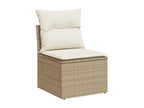 11-piece garden furniture set with beige resin wicker cushions RAYK74689