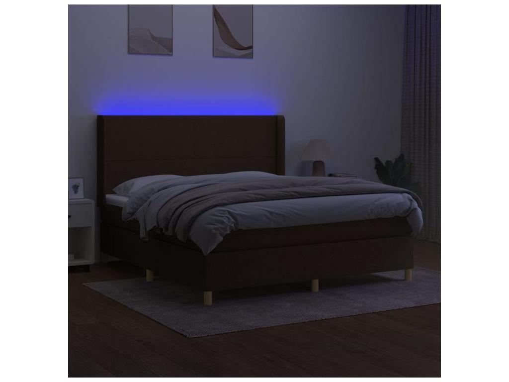 Lysvia bed base with mattress and LED lighting, dark brown, 160x200 cm, BMWW86411