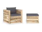 2-piece garden furniture set with cushions, green impregnated wood XYYD92060
