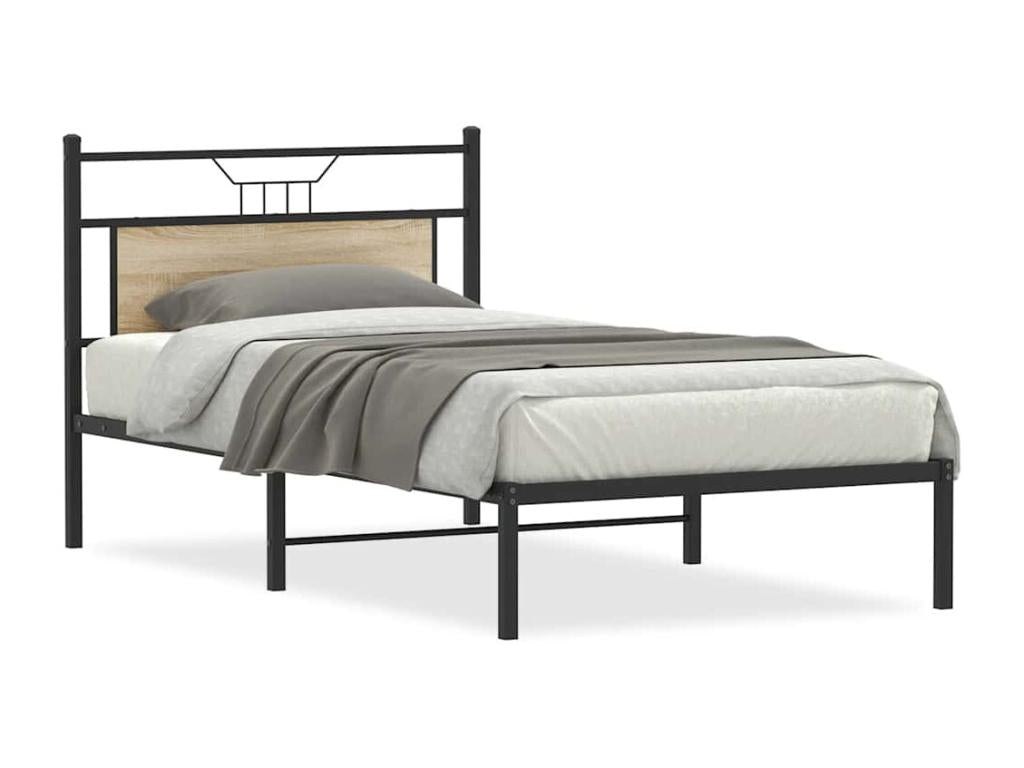 Lysvia oak bed frame (100x200 cm) FXPM81692 (mattress not included)