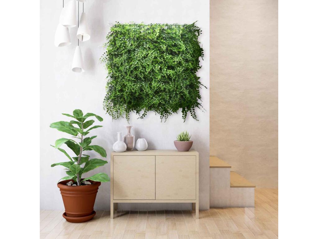 Fern - Artificial Green Wall Decoration Set of 4 Artificial Hedge Panels 50x50 cm NWUF32197