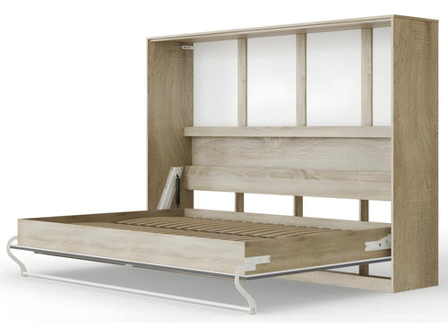 Elariva 140x200cm Fold-Apart Horizontal Wall Bed, Oak/Anthracite CQOZ89199