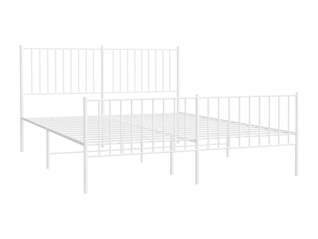 Metal bed frame with white headboard/footboard 160x200cm CAQC72386