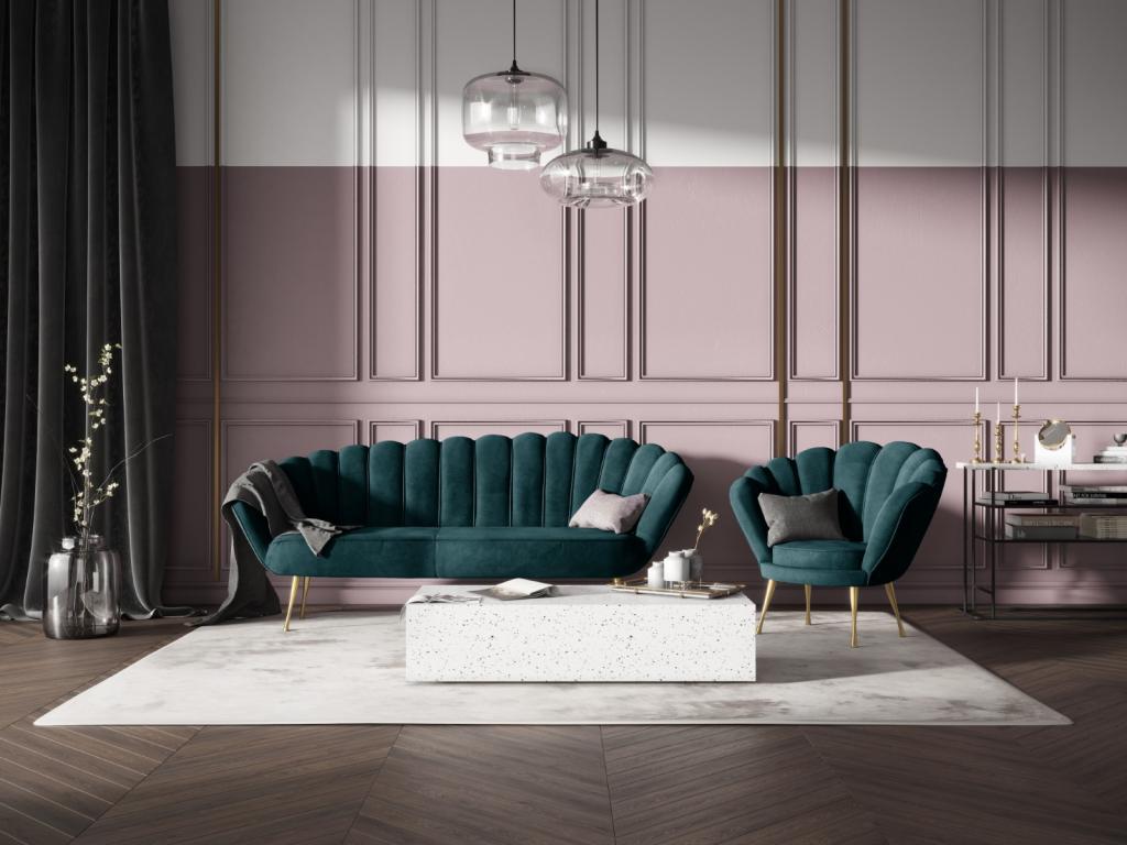 Lysvia - Lysvia armchair in petrol blue velvet - 98x78x76cm XFGD51692