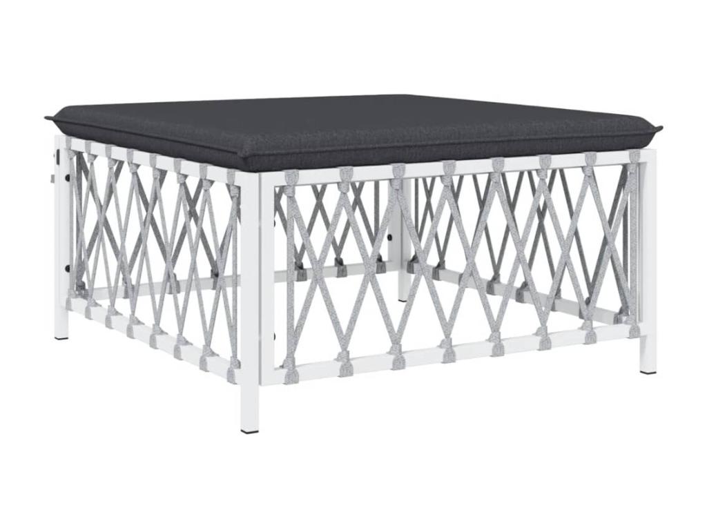 Garden furniture set with cushions, 9 pieces, white steel AADP04817