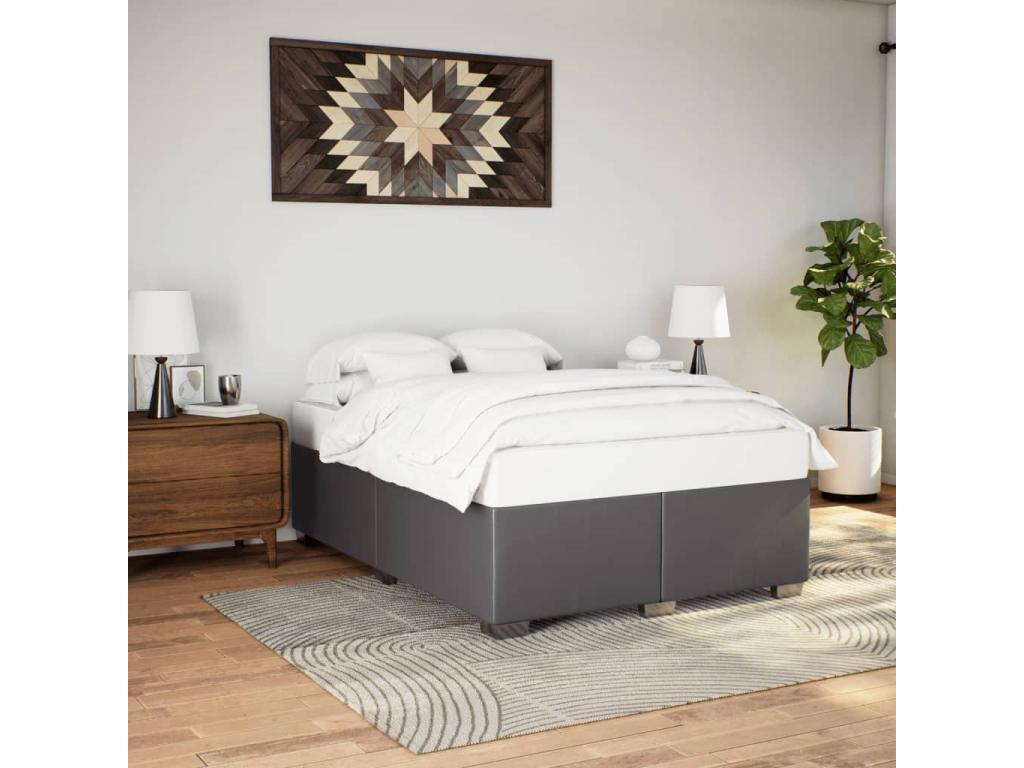 Grey faux leather bed frame without mattress 140x190 cm AVSI76846