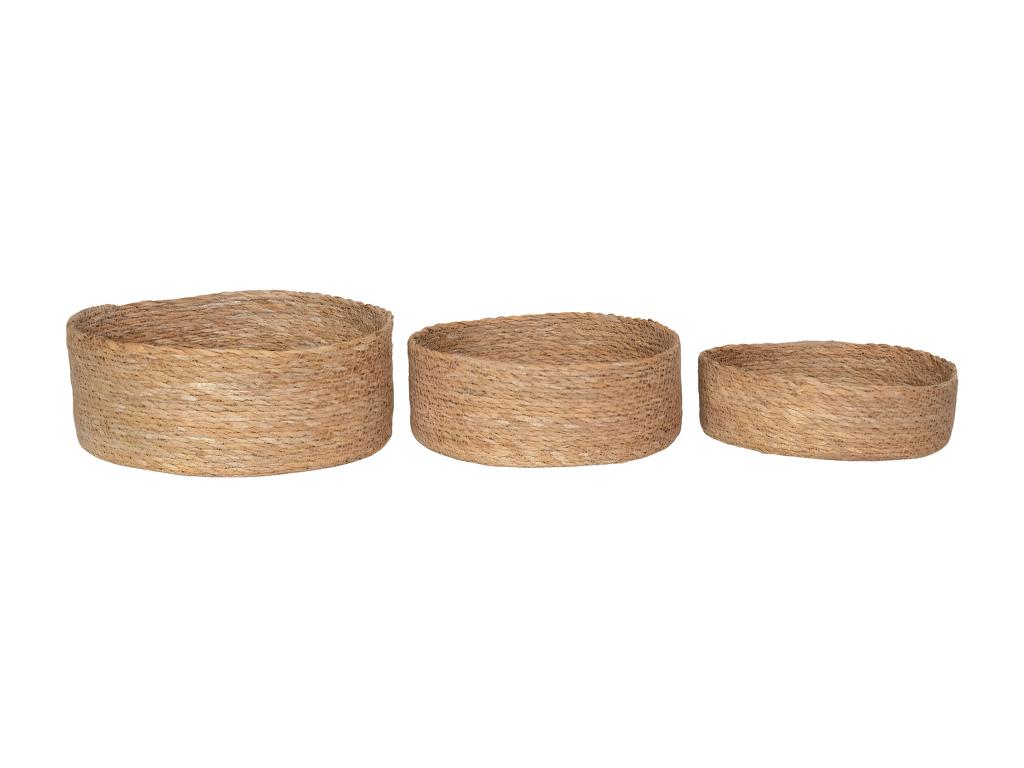Set of 3 Batam Brown Decorative Storage Baskets 25x25x10 cm Elariva WYWW46501
