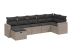 7-piece garden furniture set with cushions, grey woven resin YNMY56617