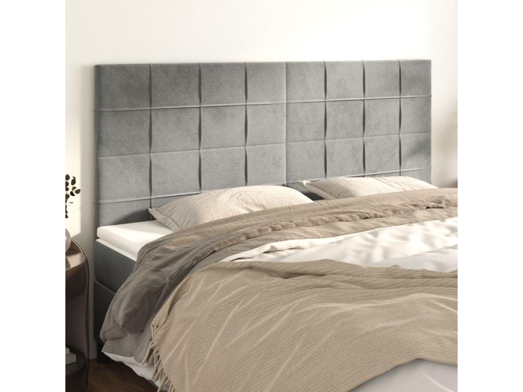 4-piece headboard set, light grey, 100x5x78/88 cm, velvet, BUYC75106