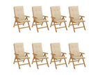 Reclining garden chairs and cushions, set of 8, solid teak LDOI13277