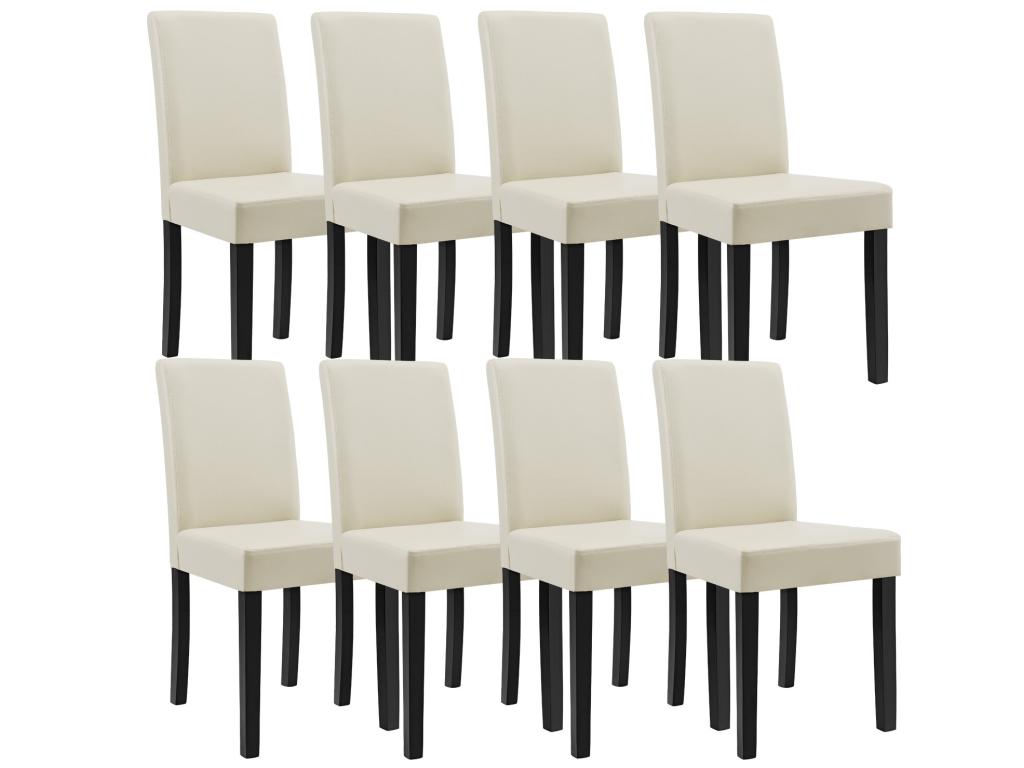 Elariva of 8 Faux Wood Chairs 90x42x48 cm Cream - Ivory Elariva CFVP20578