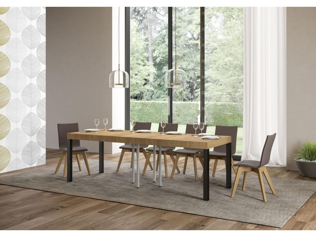 Extendable table 90x90/246 cm Everyday Premium Oak Nature Anthracite frame KFHT99593