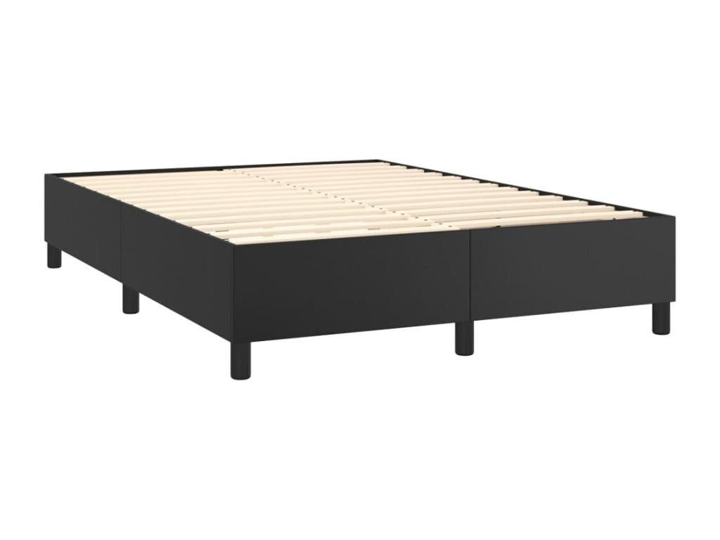 Bed base with mattress, black, 140x200 cm, faux leather, GQHG39038