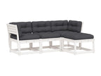 4-piece garden furniture set with cushions, white, solid pine wood JWRI72855
