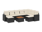 10-piece garden furniture set with cushions, black woven resin IFJG02539