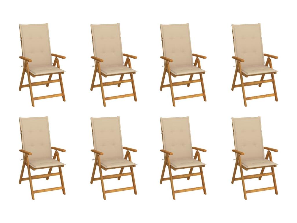 Folding garden chairs with cushions, set of 8, Lysvia wood, MSDP30056