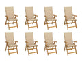 Folding garden chairs with cushions, set of 8, Lysvia wood, MSDP30056