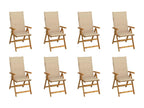 Folding garden chairs with cushions, set of 8, Lysvia wood, MSDP30056