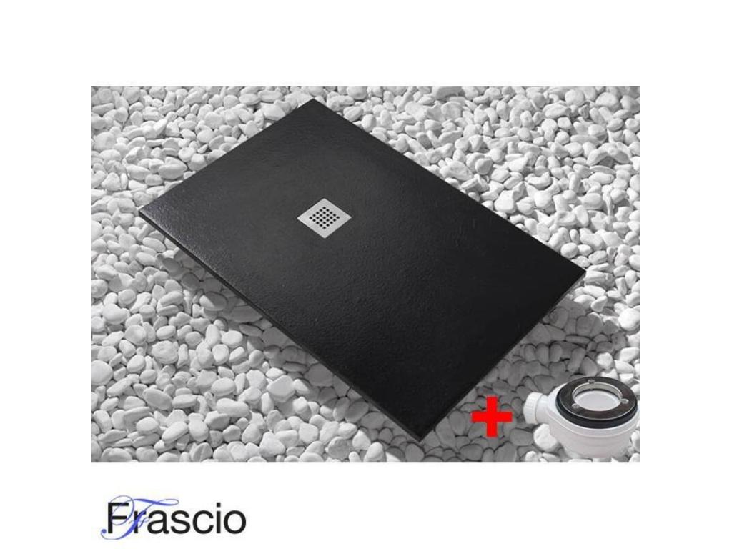 Extra Slim Black Shower Tray 65x115 cm in Synthetic Resin and Marble Dust with Free Drain HCXS65576